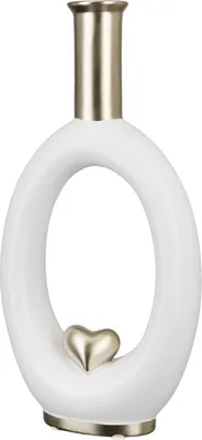 Produktbild von GILDE Vase, oval, "Love", Herzmotiv, Keramik, weiß, , L. 7 cm, B. 16 cm, H. 31 cm 32419