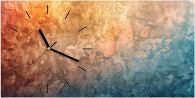 Produktbild von Wanduhr aus Glas mit Motiv Aquarellkunst- 60 x 30 cm - inkl. Aufhängesystem
