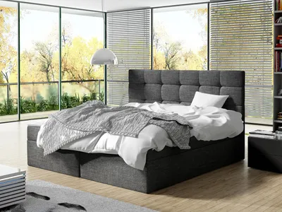 Obrázek produktu pro Boxspringová postel 160x200 CAROLA - šedá + topper