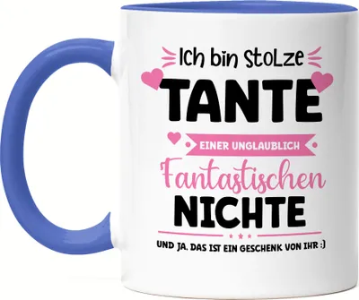 Produktbild von Ich bin stolze Tante Tasse Blau Geschenk Geburtstag Patentante Tante und Nichte