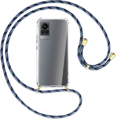 Produktbild von Handykette Backcover-Schutzhülle mit Band (Metall goldfarben) für vivo X60 - Blautöne