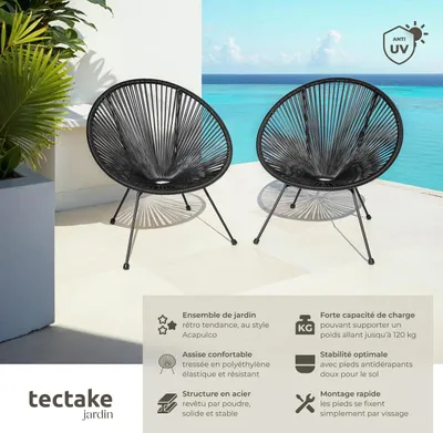 Image de Lot de 2 chaises de jardin Santana - noir