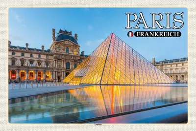 Produktbild von vianmo Holzschild 20x30 cm Paris Frankreich Louvre Museum Straße Stadt
