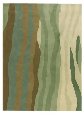 Produktbild von Liora Wollteppich Grün, handgetuftet, mit organischem Wellenmuster, 200 cm