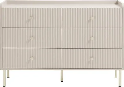 Produktbild von Kommoden 6 Schubladen – Beige und Gold - LUNAOR