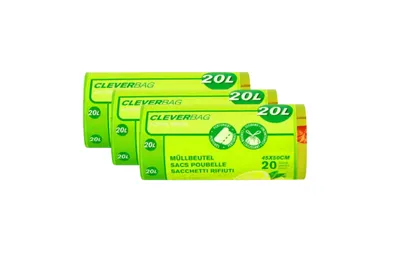 Produktbild von Müllbeutel Allzweckbeutel Reißfeste Müllbeutel mit Zugband 20L - Aktive Frische Zitronenduft 3 Rollen x 20 Beutel
