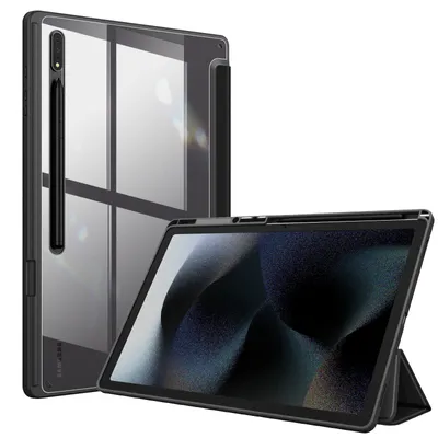 Produktbild von Fintie Hybrid Hülle für Samsung Galaxy Tab S8 Ultra 14.6 Zoll 2022 SM-X900/X906 - Stoßfeste Abdeckung mit Transparent Hartschalen Schutzhülle und Stifthalterung, Schwarz