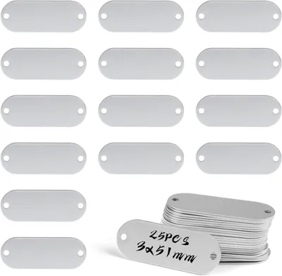 Imagen del producto de Pendientes de aluminio, 25 unidades, rectangulares, grabables, para joyería y manualidades
