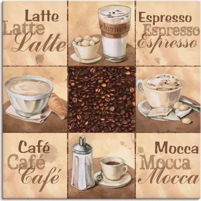 Produktbild von ARTland Leinwandbild Kaffee Collage II Größe: 50x50 cm