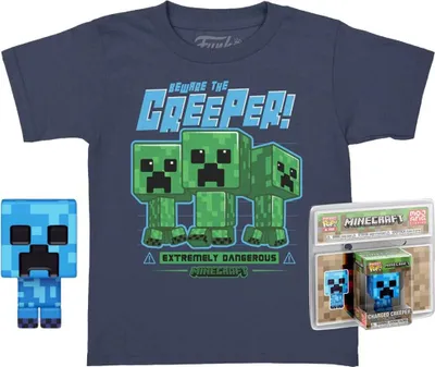 Produktbild von Funko Pop! Minecraft Und Kurzarm-t-shirt Creeper Blau M Blau M
