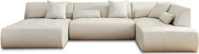 Image de Lisa Design Onyx - canapé modulable panoramique d'angle droit 7 places - en tissu , Beige