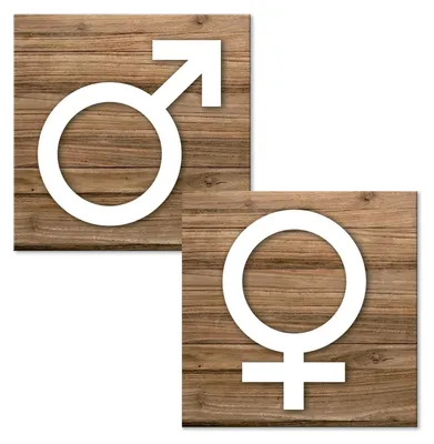 Produktbild von WC-Schilder Set für Damentoilette + Herrentoilette 12 x 12 cm Frauen + Männer - Türschilder mit Klebepunkten