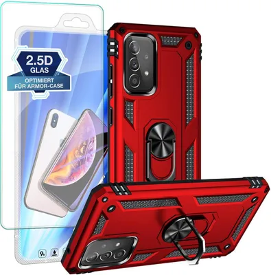 Produktbild von Armor Outdoor Hülle mit 9H Displayglas Displayschutz für Samsung Galaxy A52 / A52s – Farbe: Rot