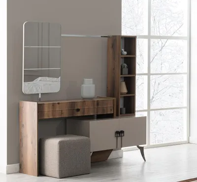 Produktbild von Moderner Schlafzimmer Holz Schminktisch Mit Spiegel Designer Luxus Möbel