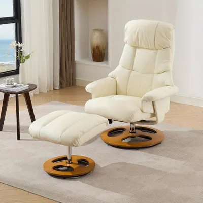 Immagine prodotto di Poltrona girevole - Poltrona relax - Poltrona da lounge - Sedia a dondolo - Poltrona beige - Girevole a 360°