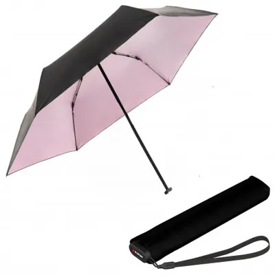 Obrázek produktu pro Knirps KNIRPS US.050 BLACK WITH ROSE - lehký dámský skládací plochý deštník