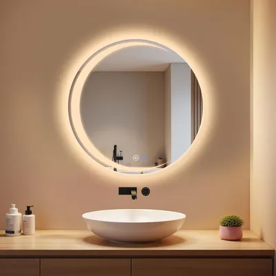 Obrázek produktu pro ZMH Zrcadlová lampa s osvětlením Nástěnné zrcadlo Kulaté 50 cm LED zrcadlo Dotykový spínač a funkce odmlžování Zrcadlo Světelné zrcadlo Stmívatelné pro koupelny