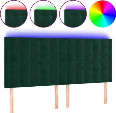 Produktbild von vidaXL LED Kopfteil Dunkelgrün 180x5x118/128 cm Samt