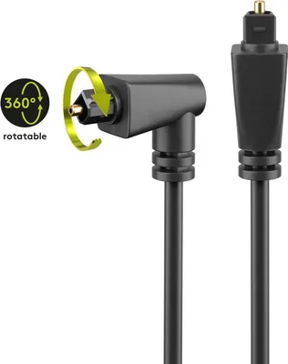 Image de Goobay 41594 Câble Toslink coudé et rotatif, 1 m, noir - Toslink mâle > 90° Toslink mâle