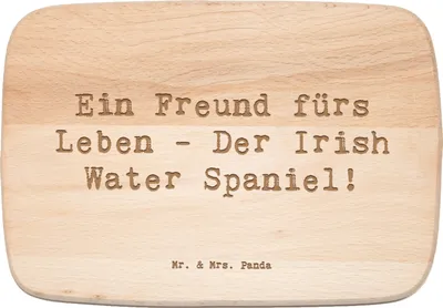 Produktbild von Mr. & Mrs. Panda Frühstücksbrett Spruch Irish Water Spaniel Freund - Transparent - Geschenk, Frühstücksbrettchen, Schneidebrett, Hunderassen Eigenschaften, Hunderasse