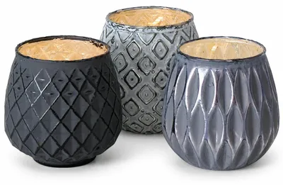 Produktbild von Boltze Windlicht Yamuna 3er Set Glas Grau