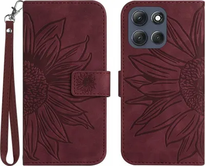 Produktbild von Motorola Moto G86 Hülle - Coverup Sonnenblume Klapphülle mit Schlüsselband - Bordeaux