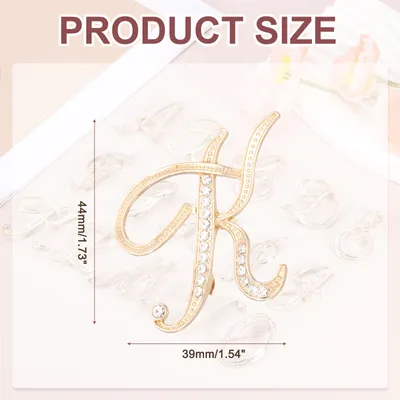 Produktbild von Brief Brosche Pins, Buchstaben K Strass Perle Broschen Set Metall Kristall Alphabet A-Z Reversnadel fš¹r Damen Schmuck Geschenk Anzug Kleidung Hut Kleid Mantel Handwerk, Goldton