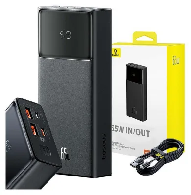 Zdjęcie produktu dla Baseus STAR LORD OVERSEAS EDITION 20.000 MAH DIGITAL DISPLAY POWERBANK 65W-SIYAH, 20000 mAh, Litowo-polimerowy (LiPo), Czarny