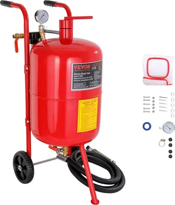 Obrázok produktu pre Pieskovanie, pieskovací stroj 40 l, 60-125 PSI Mobilný pieskovač s príslušenstvom, keramické trysky 2,4 mm, 2,7 mm, 3,2 mm, 3,6 mm Pieskovacia rúra, dĺžka hadice 2,5 m Sifónové pieskovacie jednotky