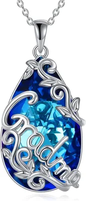 Image de Argent sterling teardrop cristal collier pour grand-mère mère cadeau de fête des mères