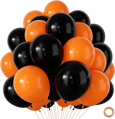 Obrázek produktu pro Balónkové dekorace na Halloween, černo-oranžové, 100 kusů, dekorace na párty