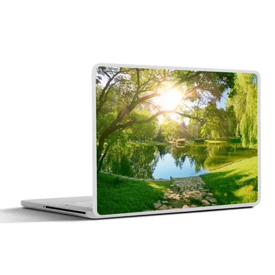 Produktbild von MuchoWow® Laptop Aufkleber Sticker Cover Bäume - See - Sonne - Gras - Natur 32.5x23.5 cm - Sticker für Laptop - Selbstklebend