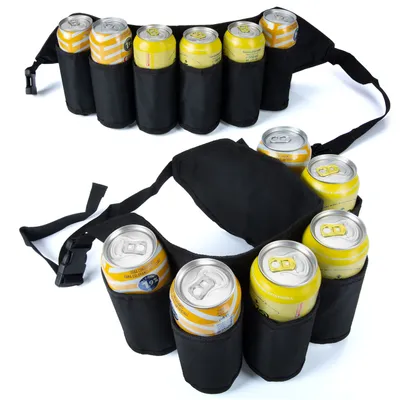 Obrázok produktu pre Skvelý opasok na pivo s držiakom na 6 plechoviek – praktický opasok na nápoje na festivaly, rozlúčky so slobodou, grilovačky, kempovanie a Deň otcov