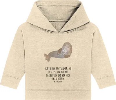 Produktbild von Mr. & Mrs. Panda Organic Baby Hoodie Robbe Lachen 24. - 36. Monat - Natural Raw - Geschenk, Ostsee, Strand, Robben, Lustige Sprüche, Kapuzensweatshirt, Seehund, Nordsee