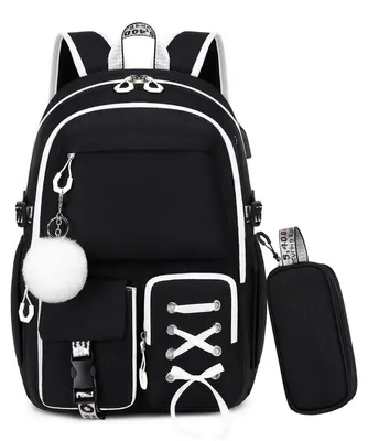 Immagine prodotto di Zaino per scuola, modello zaino, per bambine, set da 2, capacità 25 litri, colore nero