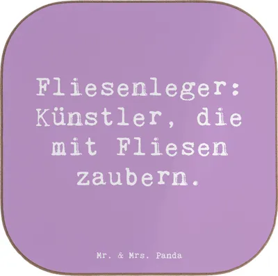 Produktbild von Mr. & Mrs. Panda Untersetzer für Gläser Spruch Fliesenleger Künstler - Lavendeltraum - Geschenk, Wohnraum, Mosaik, Beruf, Berufsliebe, Berufsgestaltung, gläseruntersetzer