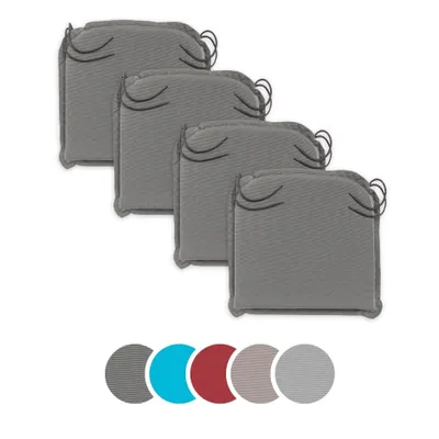 Produktbild von 4er Set Outdoor Sitzkissen, 44 x 47 cm, 6 cm dick, Sitzauflagen Gartenmöbel, Eckbänder, anthrazit grau, sleepling