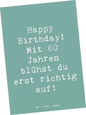 Produktbild von Mr. & Mrs. Panda Postkarte Spruch 60. Geburtstag Aufblühen - Meeresbrise - Geschenk, Postkarten, Grußkarte, Lebensweisheit, Happy Birthday, Ansichtskarten, einzelkarte
