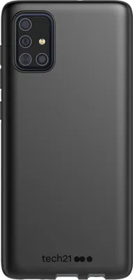 A close-up view of the back of a black smartphone case.