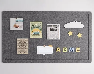 Image de Tableau magnétique en feutre - Tableau d'affichage adhésif pour notes, photos et inspirations - Décoratif et pliable - Gris foncé - 60 x 40 cm - En polyester, idéal pour le bureau et la maison