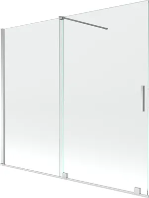 Produktbild von Mexen Velar 2-Flügel-Badewannenwand Regulierbare 180 x 150 cm, transparent, chrom - 896-180-000-01-01