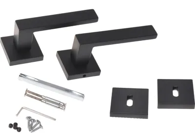 Produktbild von Aqbau® Rosettengarnitur Türgriff Türdrücker Drückergarnitur Türbeschlag Schwarz INOX (BB Buntbart)