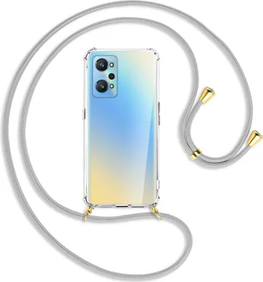 Produktbild von Handykette Backcover-Schutzhülle mit Band (Metall goldfarben) für Realme GT Neo2 - silbergrau