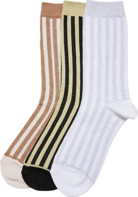 Image de Urban Classics TB5667 | Metallic Effect Stripe Socks 3-Pack Chaussettes - Couleur : black/whitesand/white - Taille : 43-46