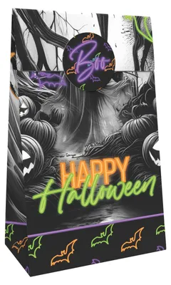 Produktbild von Halloween Neon Geschenktüten 10 Stück Mitgebseltüten Trick or Treat Süßigkeitentüten Party