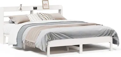 Produktbild von vidaXL Massivholzbett ohne Matratze Weiß 150x200 cm Kiefernholz