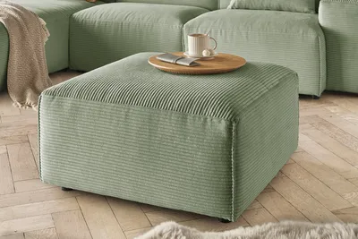 Produktbild von KAWOLA Hocker RANI Polsterhocker Cord olivgrün