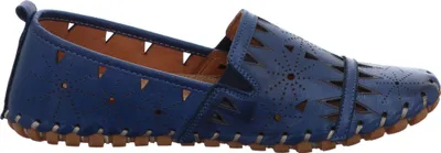 Produktbild von Gemini Damen Slipper Leder Mokassin mit Lochmuster und losen Einlagen 031225-02, Größe:37 EU, Farbe:Blau