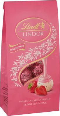 Produktbild von Lindt Lindor Beutel Erdbeer Sahne