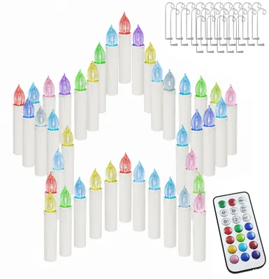 Image de ACXIN, lot de 40 bougies LED multicolores, avec télécommande, avec crochets et clips, décoration de Noël, mode de changement de couleur